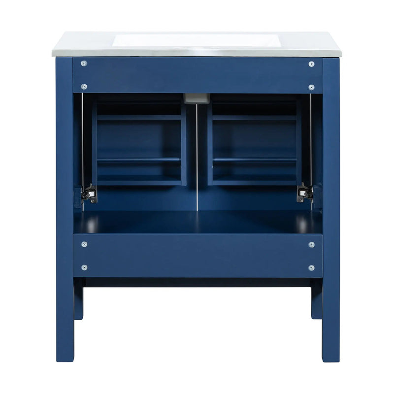 Bathroom Vanity With Single Sink, Combo Cabinet Undermount Sink, Bathroom Storage Cabinet With Two Doors And A Drawer, Soft Closing, Multifunctional Storage, Solid Wood Frame by HouseOfZazla