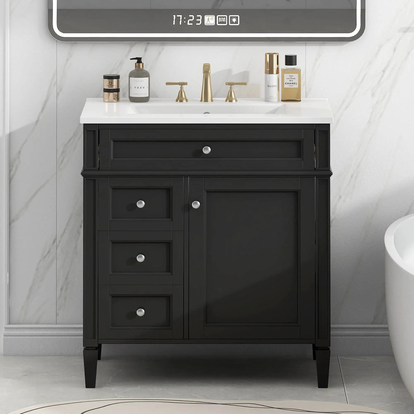 Bathroom Vanity With 2 Drawers and Tip-Out Storage Cabinet by HouseOfZazla
