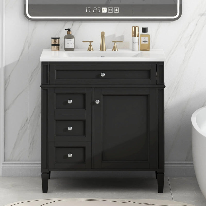 Bathroom Vanity With 2 Drawers and Tip-Out Storage Cabinet by HouseOfZazla