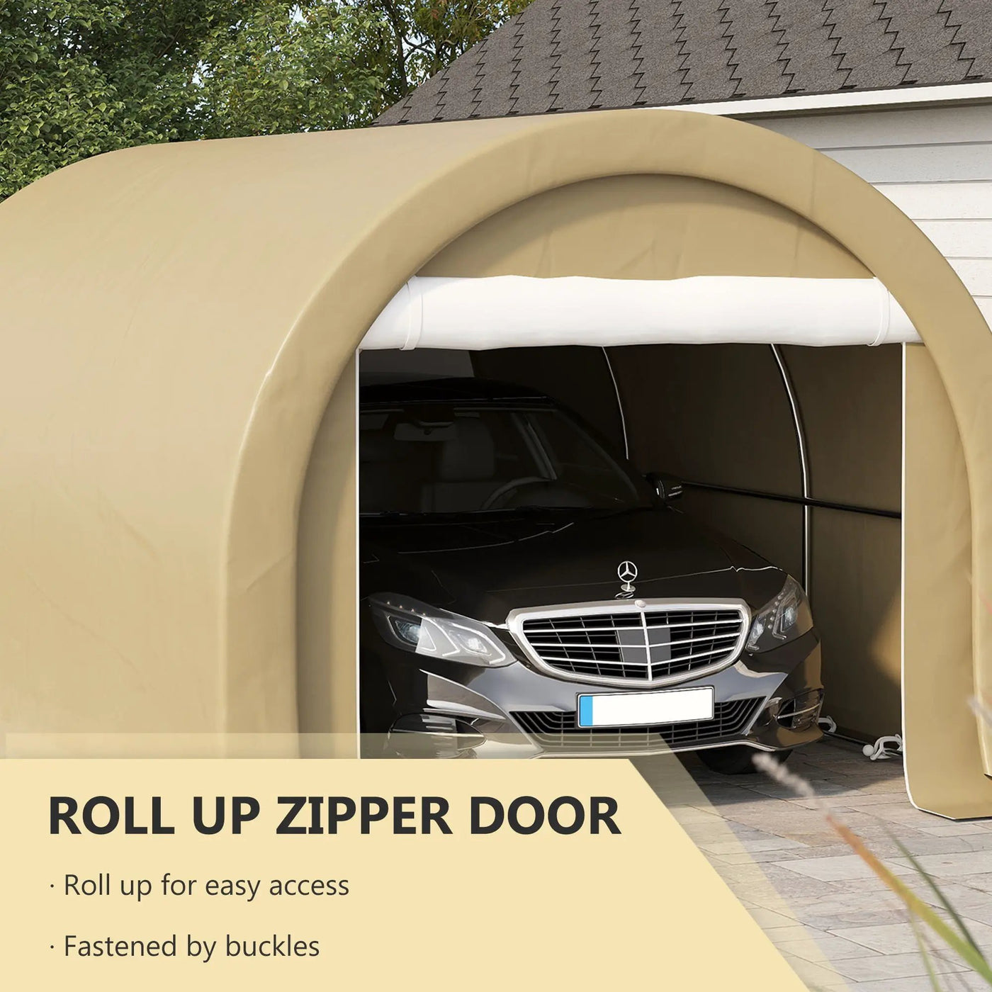 Outsunny - 10' x 16' Carport, Heavy Duty Portable Garage Storage Tent With Large Zippered Door, Anti-Uv Pe Canopy Cover For Car, Truck, Boat, Motorcycle, Bike, Garden Tools, Outdoor Work by Unique Piece Furniture