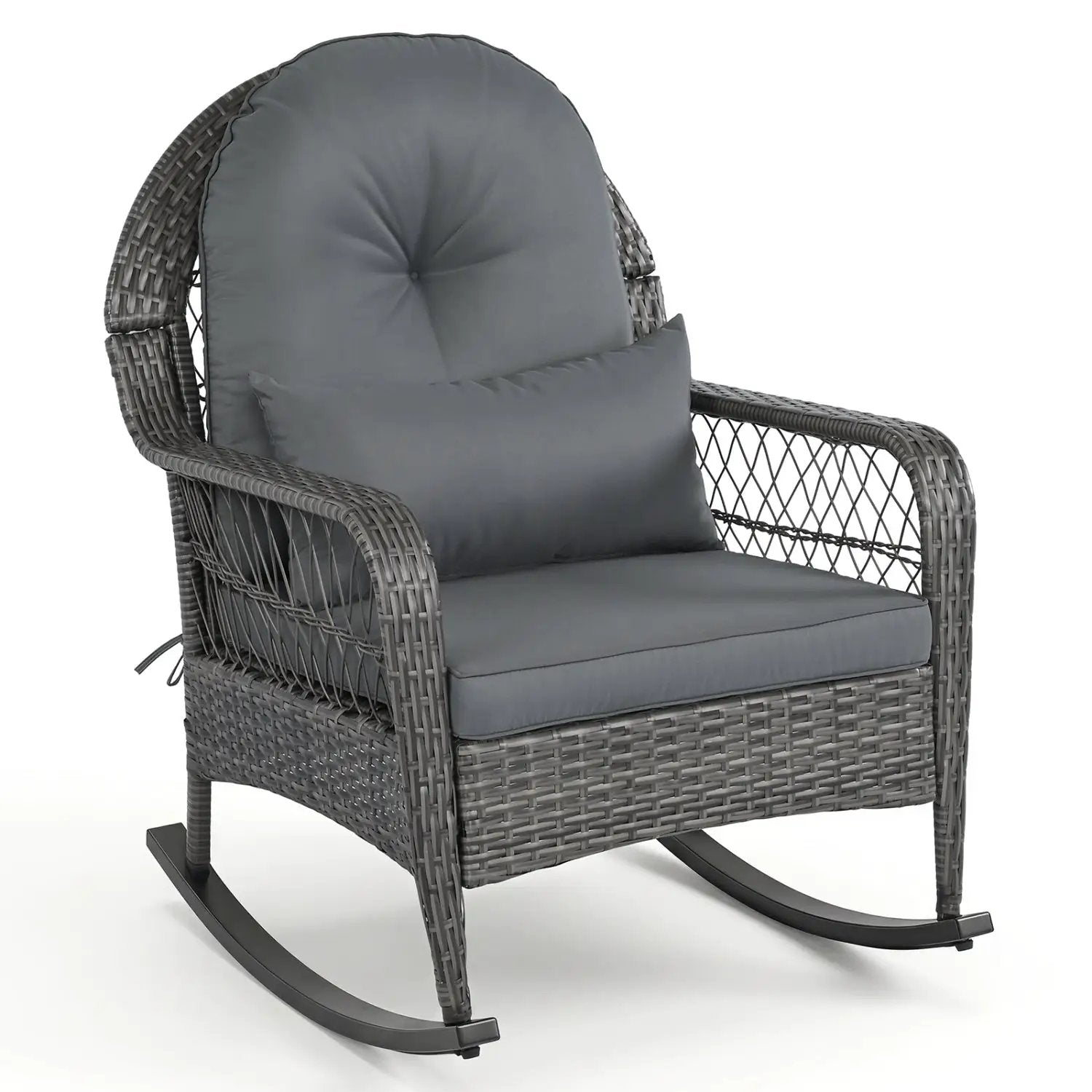Patio Rattan Rocking Chair with Cushions - 400 LBS Capacity by DirectDeals