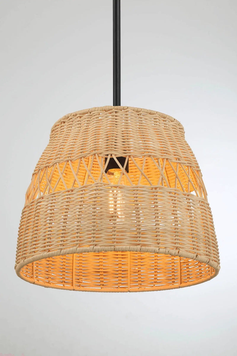 Essence - Single Lights Pendant With Shade - Black / Rattan by Unique Piece Furniture