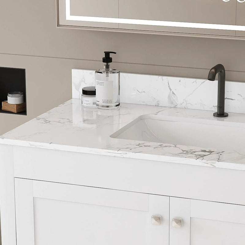 Modern 43" Bathroom Vanity with Artificial Marble Carrara by HouseOfZazla