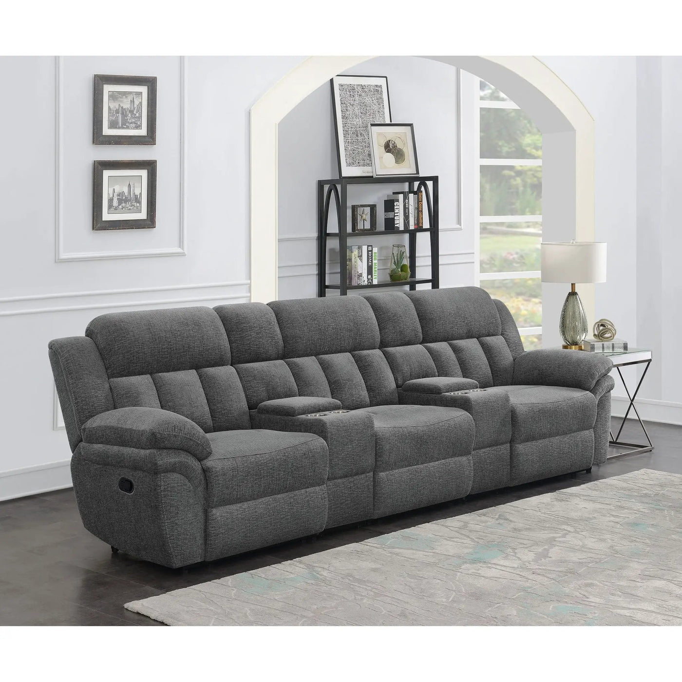 Divine - 5 Piece Power Reclining Home Theater Seating Set With Memory Foam Cushions And Storage Consoles by HouseOfZazla