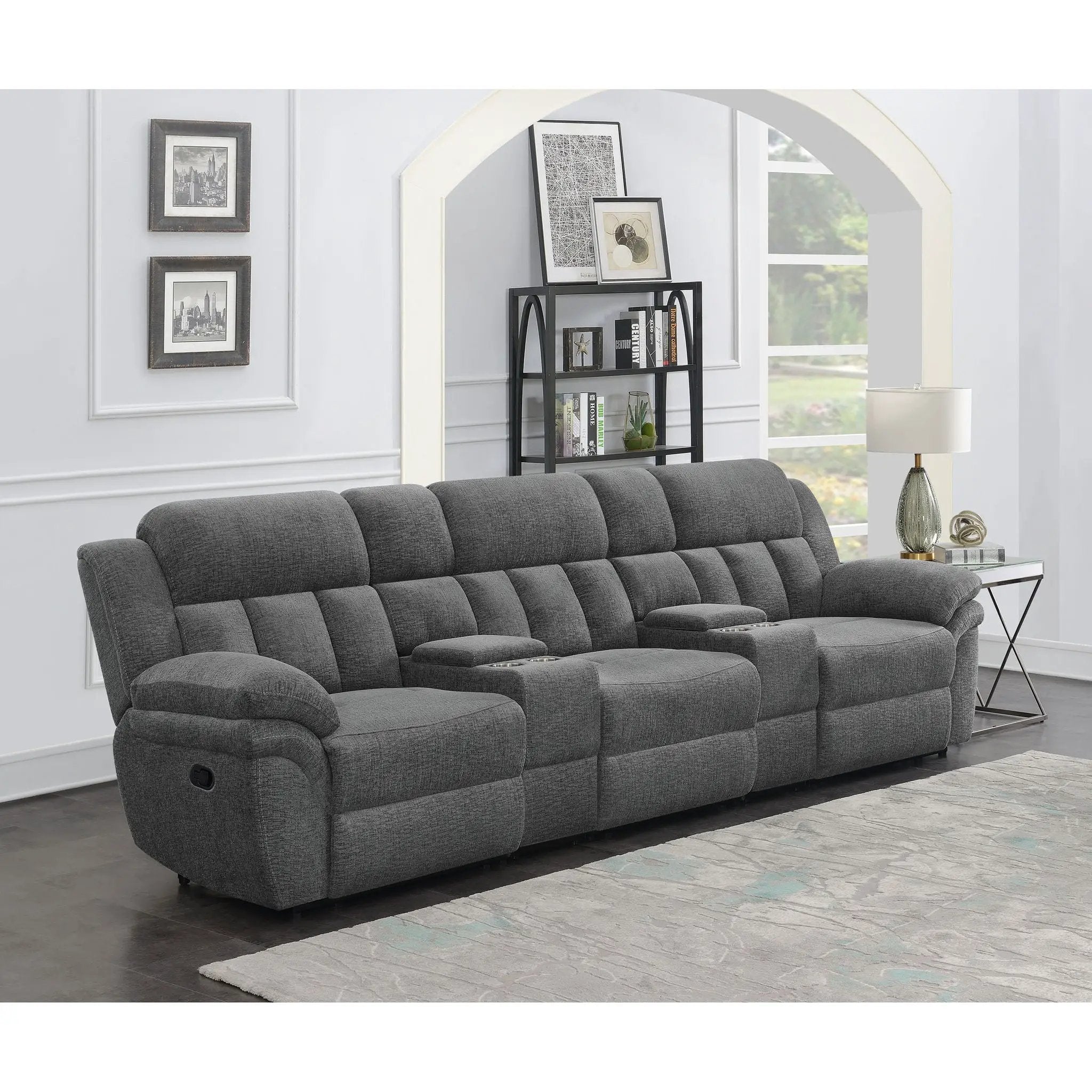 Divine - 5 Piece Power Reclining Home Theater Seating Set With Memory Foam Cushions And Storage Consoles by HouseOfZazla