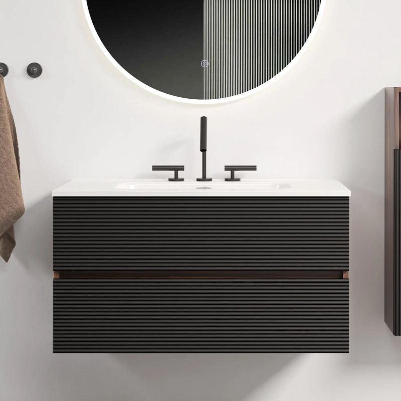 Gloria 36" Wall Mounted Soft Black Bathroom Vanity by HouseOfZazla