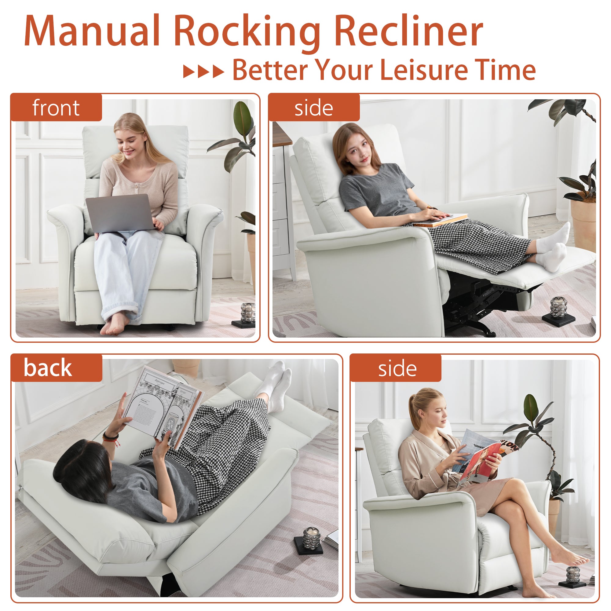 Manual Rocker Recliner Chair for Adults by HouseOfZazla
