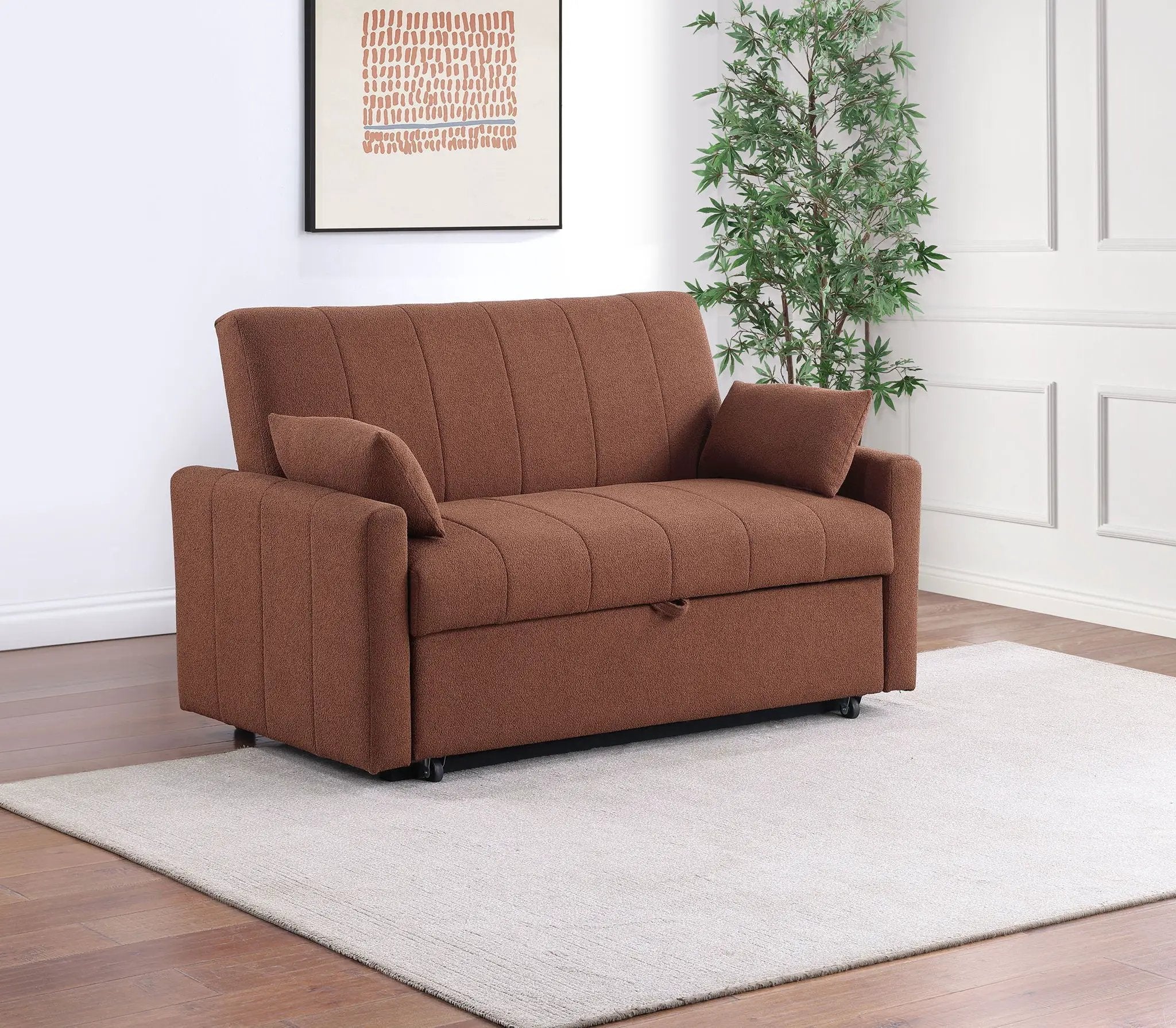 Portland Boucle Upholstered Sleeper Sofa Bed Copper by Unique Piece Furniture