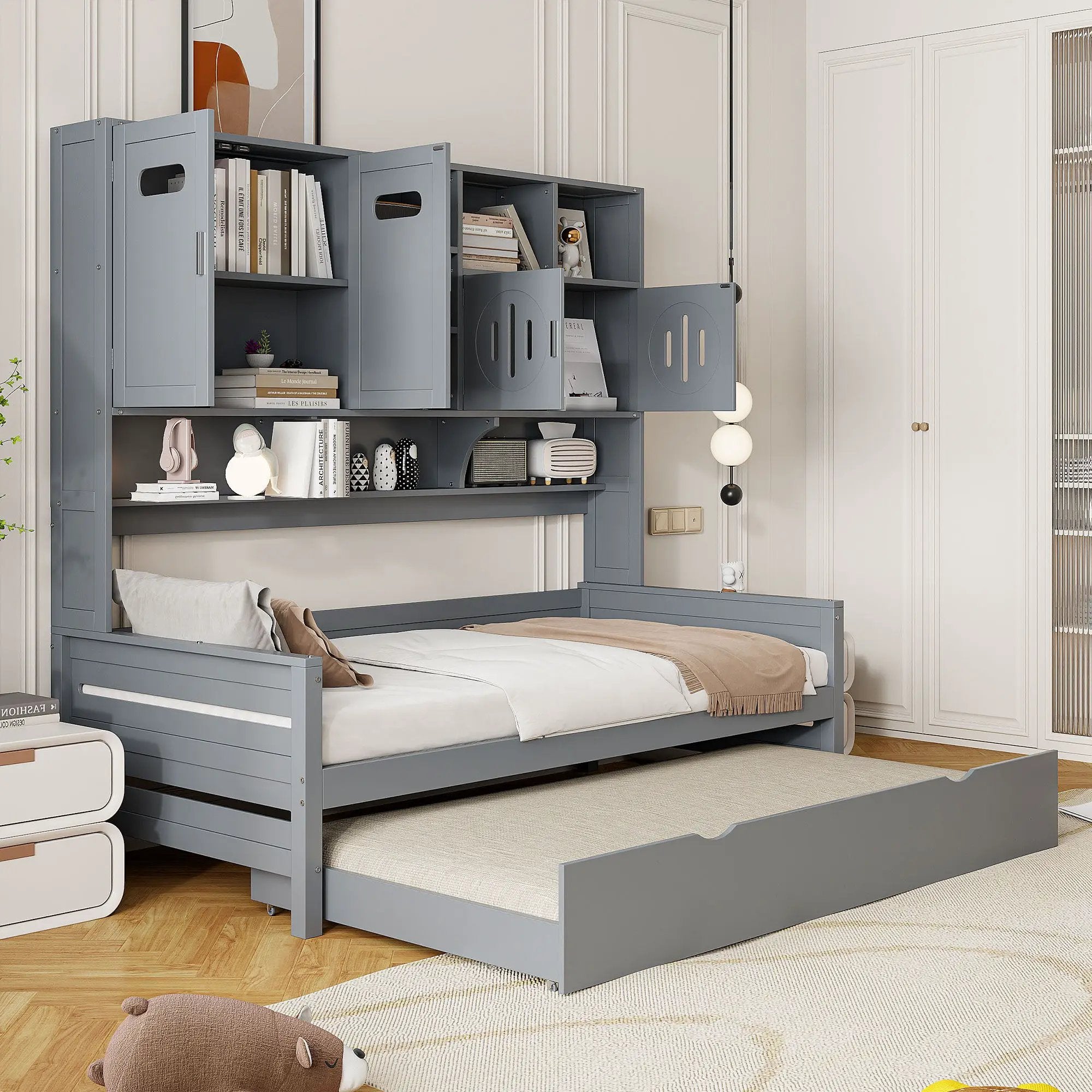 Daybed With All-In-One Cabinet And Shelf by HouseOfZazla