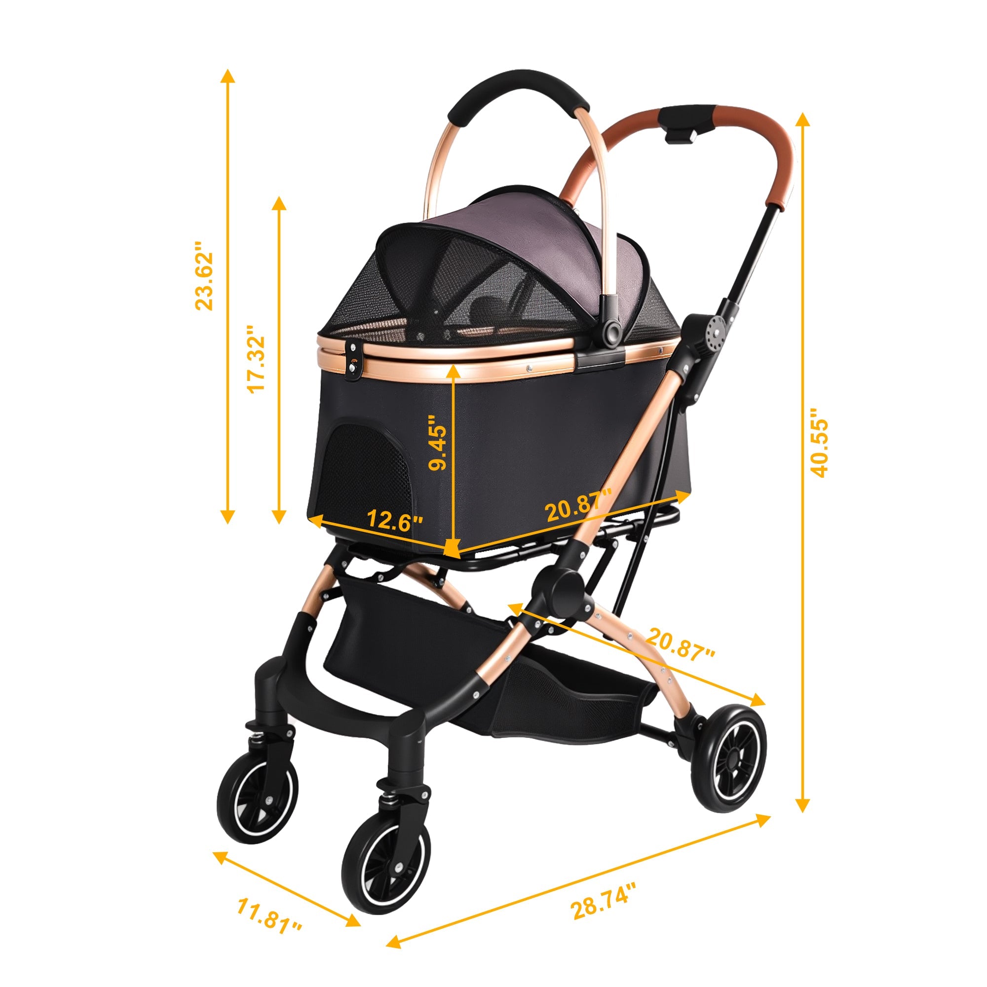 Pet Stroller for Dogs and Cats, 2-in-1 Detachable Foldable Design by HouseOfZazla