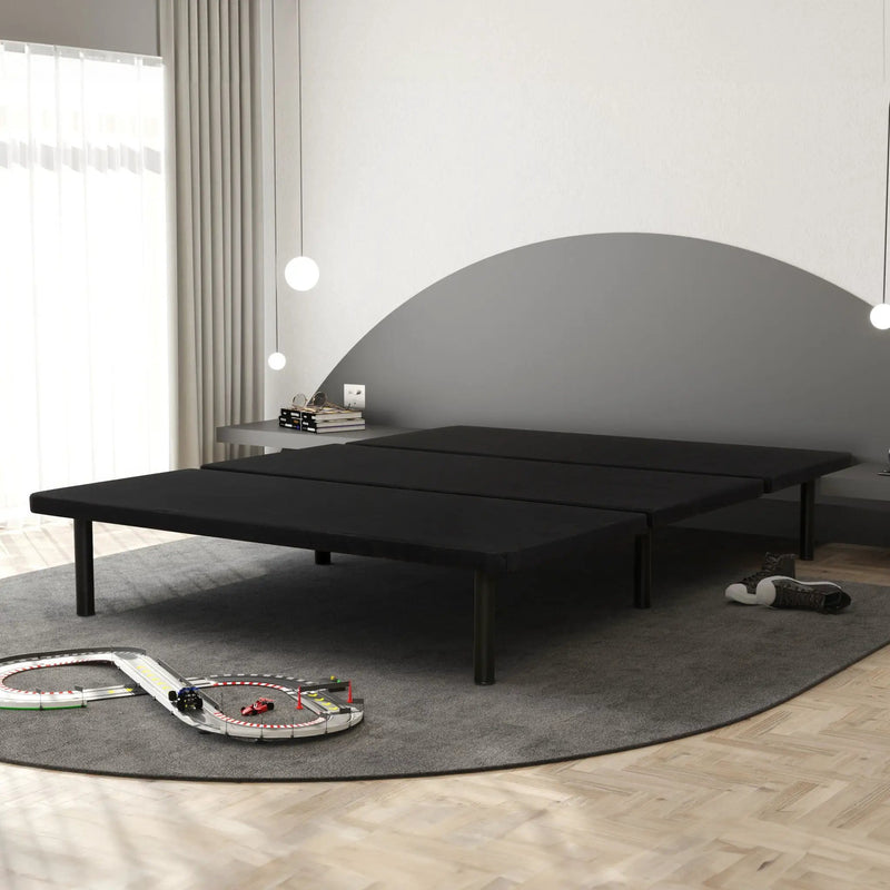 Queen Size Platform Bed Frame, Bedroom Furniture Metal Bed Foundation Base - Black by HouseOfZazla