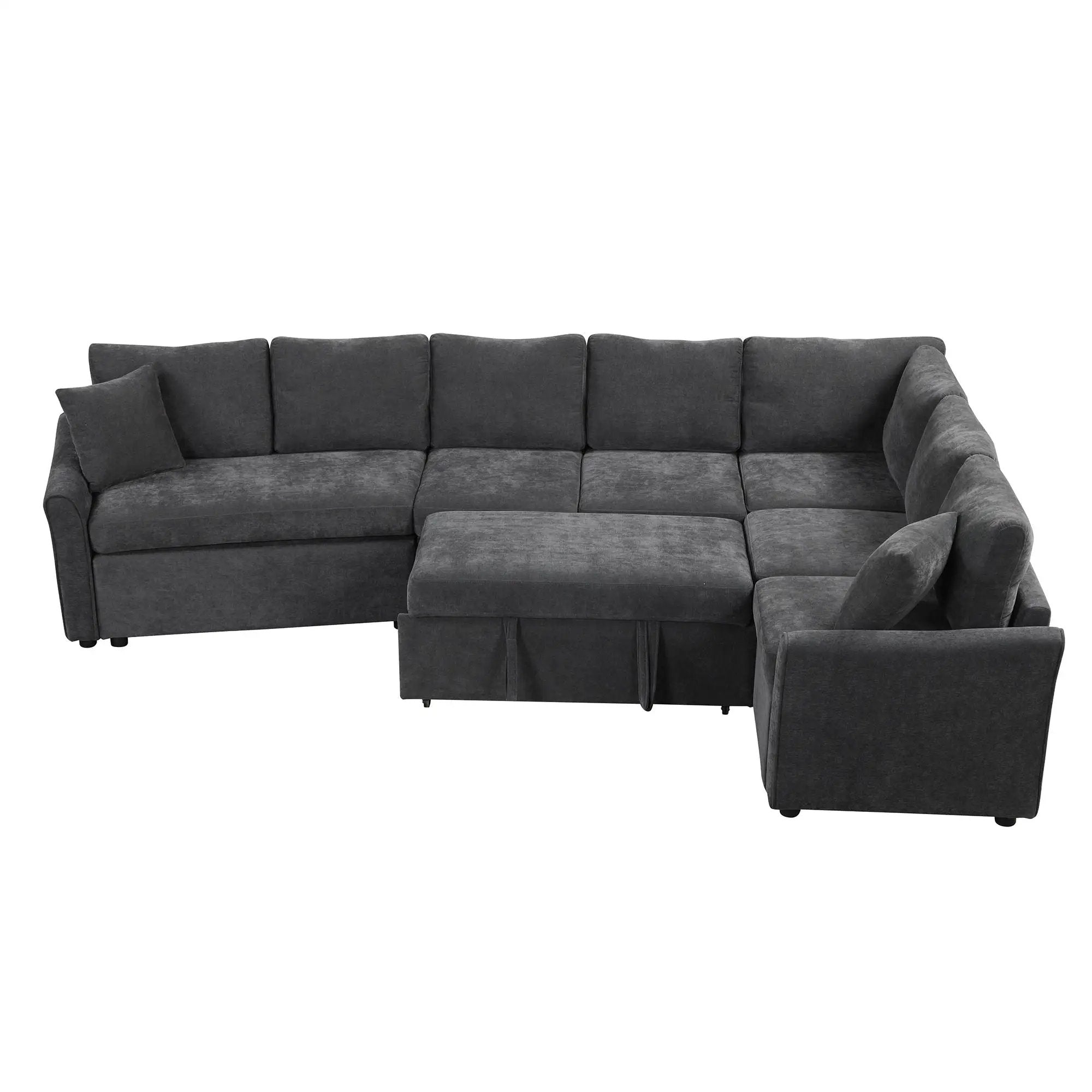 L-Shaped Sofa Convertible Sofa Bed Pull Out Sofa Sleeper With Two Back Pillows, Two USB Ports And Two Power Sockets For Living Room by HouseOfZazla