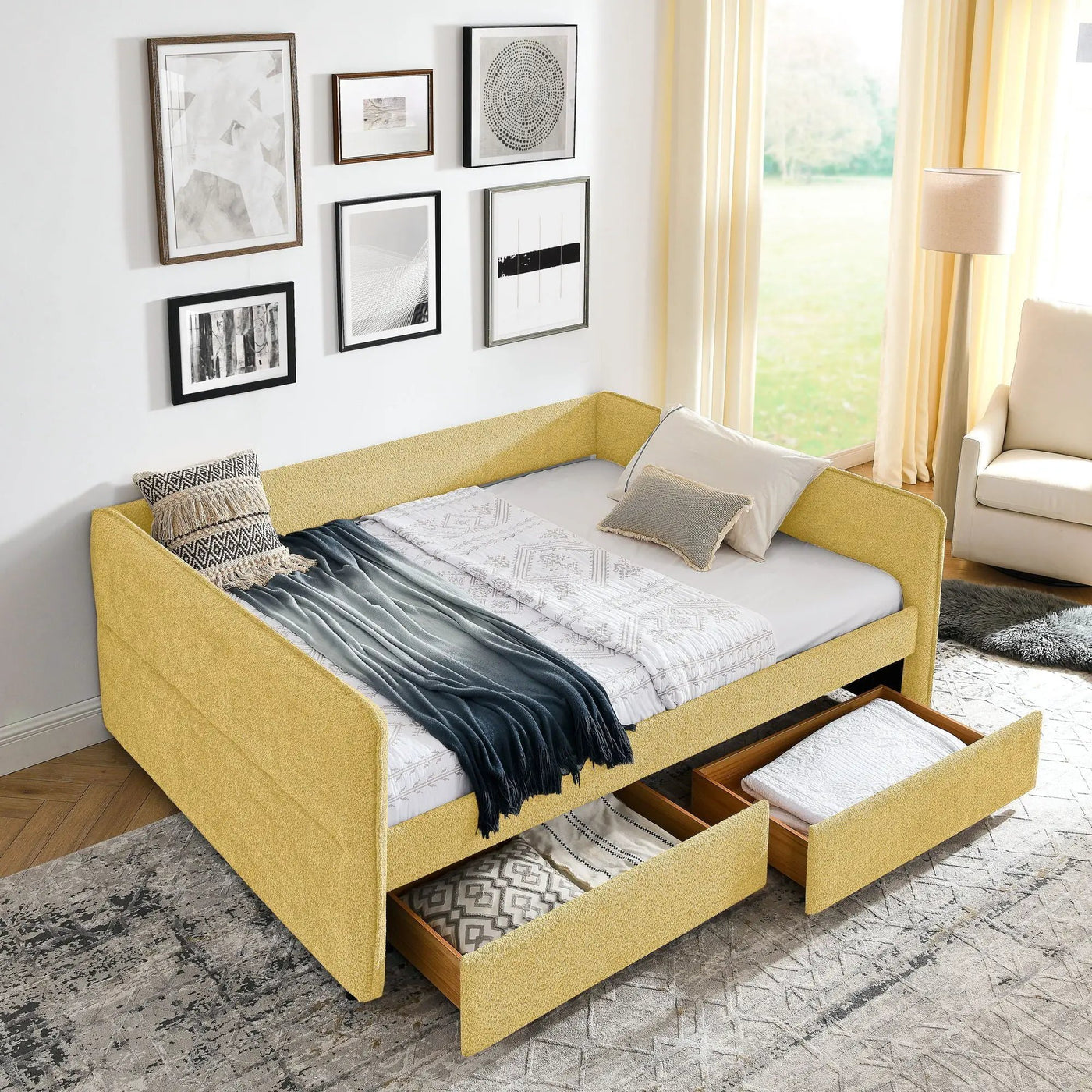 Upholstered Daybed & 2 Drawers by HouseOfZazla