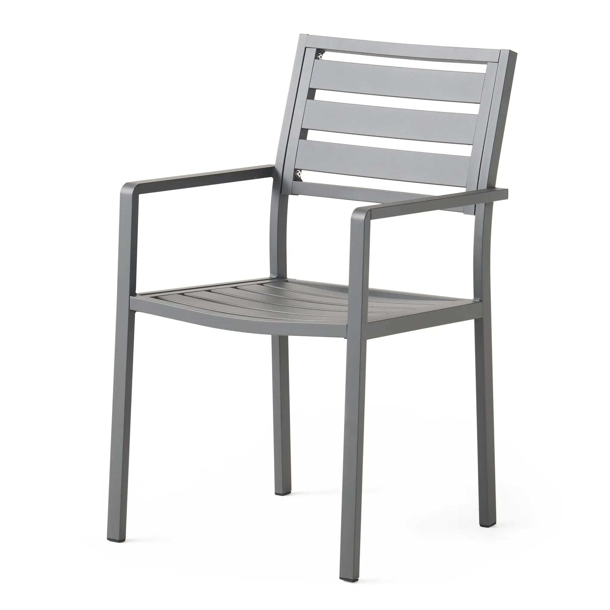 Outdoor Modern Aluminum Dining Chair (Set of 2), Gun Metal Gray by HouseOfZazla