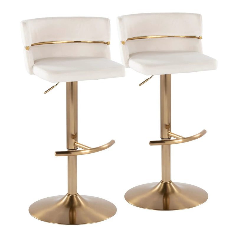 Cinch - Glam / Art Deco Adjustable Barstool With Swivel With Rounded T Footrest (Set of 2) by Unique Piece Furniture
