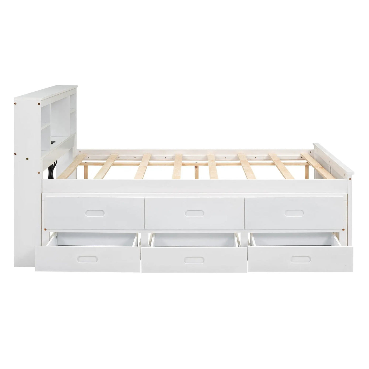 Platform Bed With Storage Headboard, USB, Trundle And 3 Drawers by HouseOfZazla