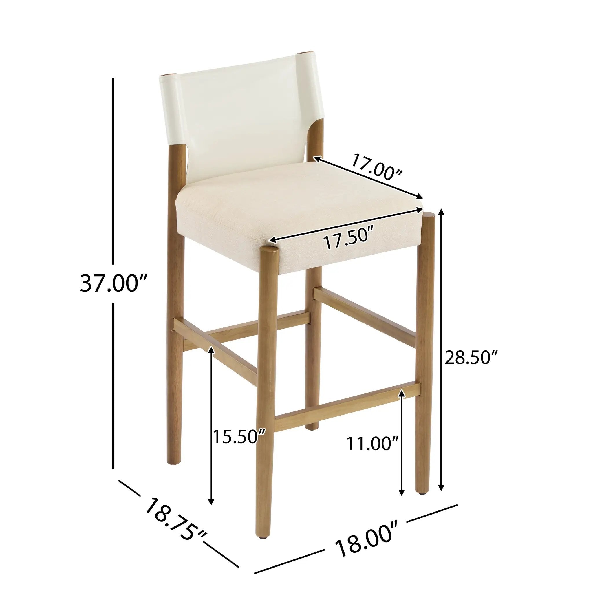 28.5'' Modern Solid Wood Bar Stool with Polyester Cushion - Set of 2 by HouseOfZazla