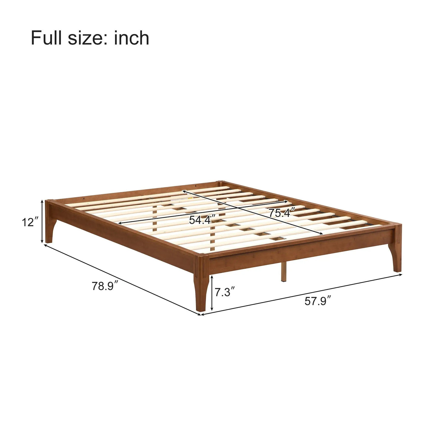 Solid Dry Bamboo Platform Bed Frame, With Slat Support by HouseOfZazla