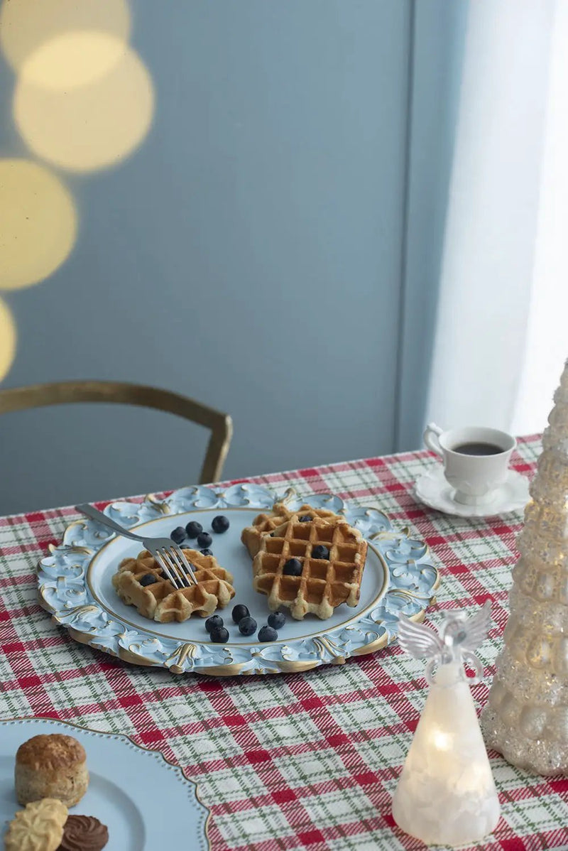Plastic Charger Plate (Set of 6) - Blue / Gold by Unique Piece Furniture