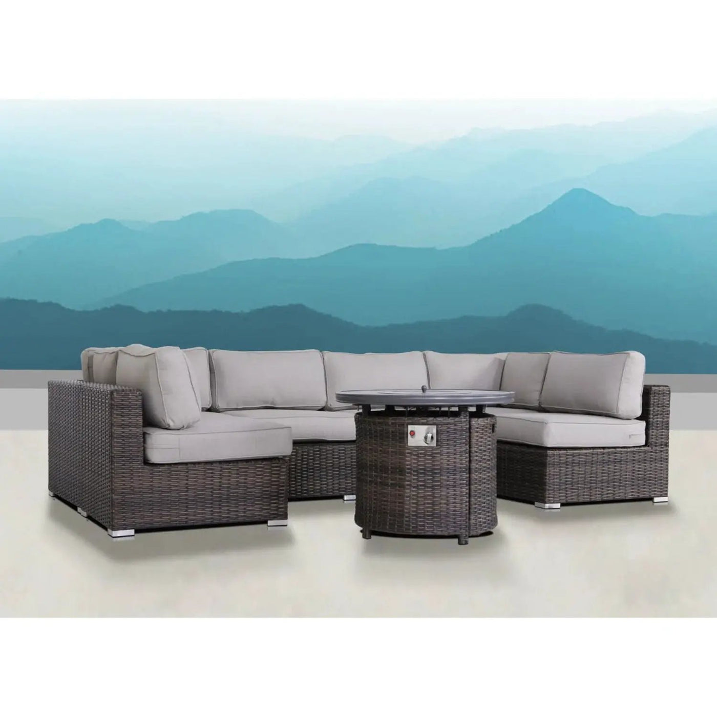 Wicker Outdoor Lounge Set With Cushions And Fire Pit by HouseOfZazla