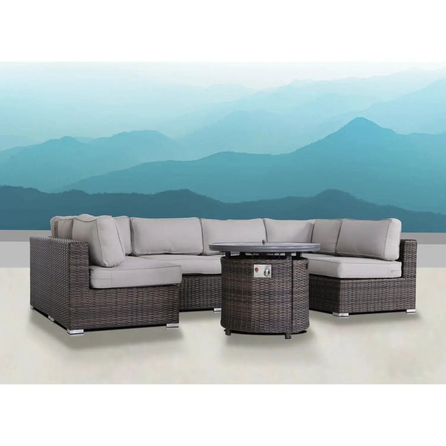 Wicker Outdoor Lounge Set With Cushions And Fire Pit by HouseOfZazla