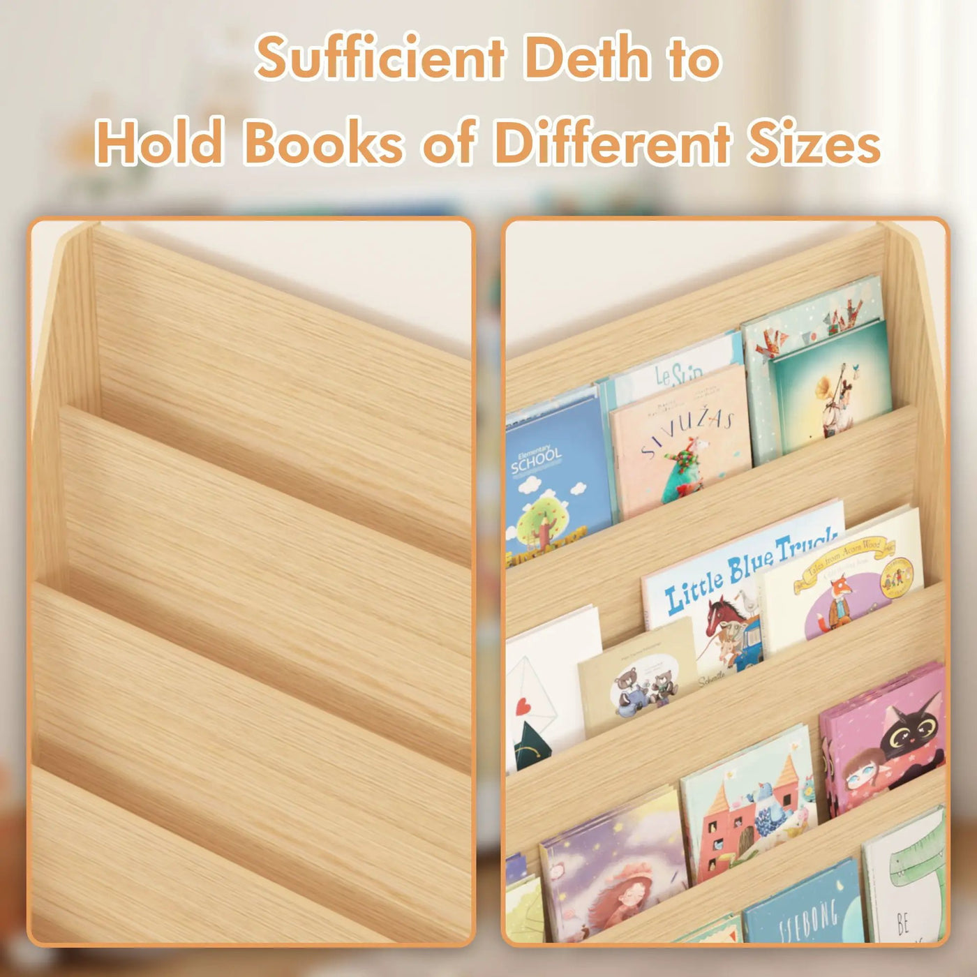 4 Tier Bookshelf, Toddler Book Display Shelves by HouseOfZazla