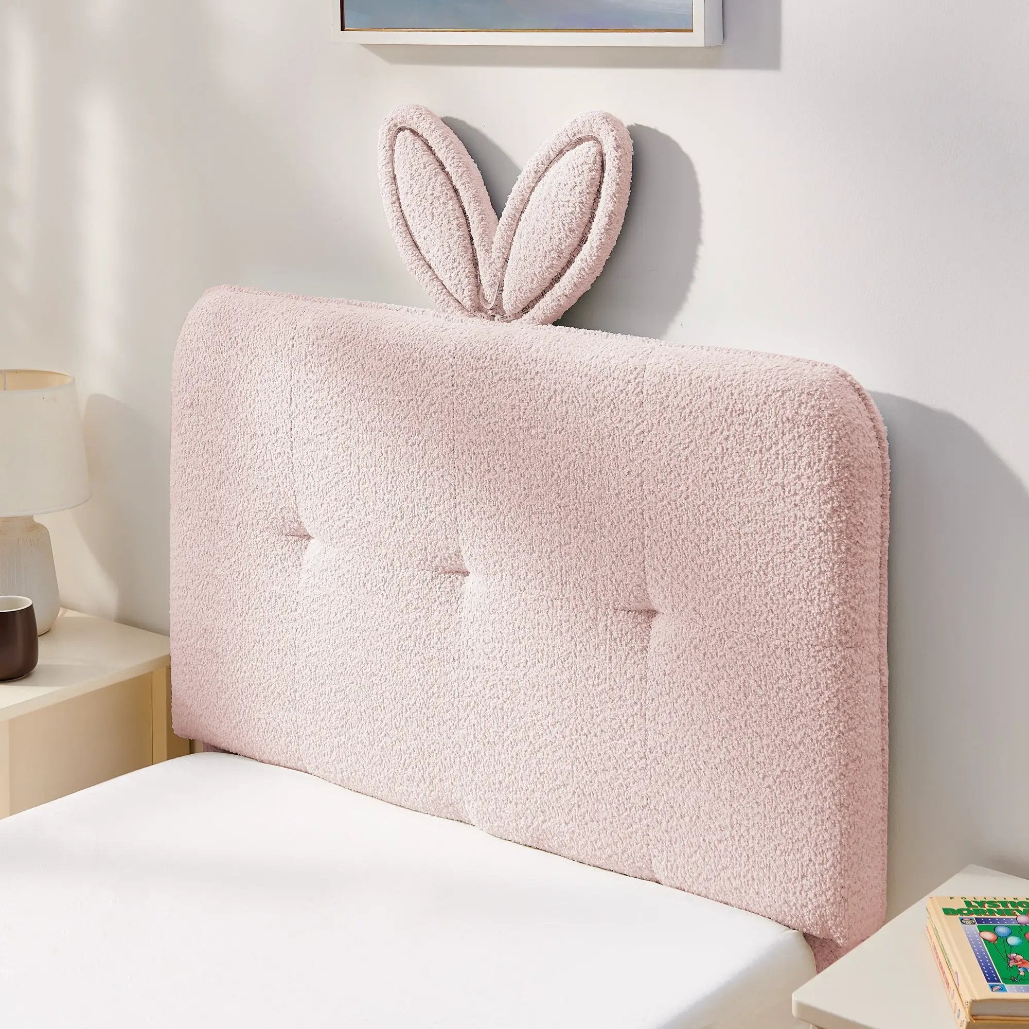 Twin Size Kids Upholstered Bed with Oversized Rabbit Ear Headboard by HouseOfZazla