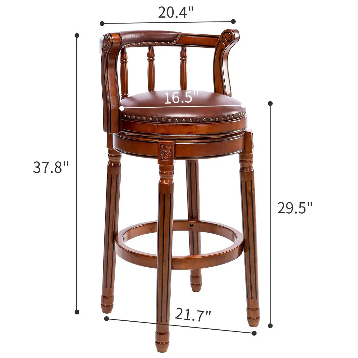 Swivel Cow Top Wooden Bar Stool, 360 Degree Swivel Bar Height Chair With Backs For Home Kitchen Counter by HouseOfZazla