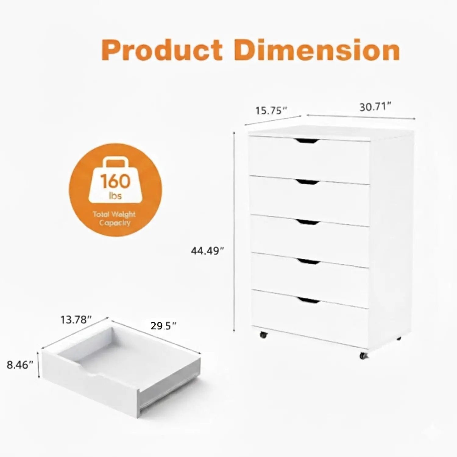 Modern 5 Drawer Dresser With Wheels by HouseOfZazla