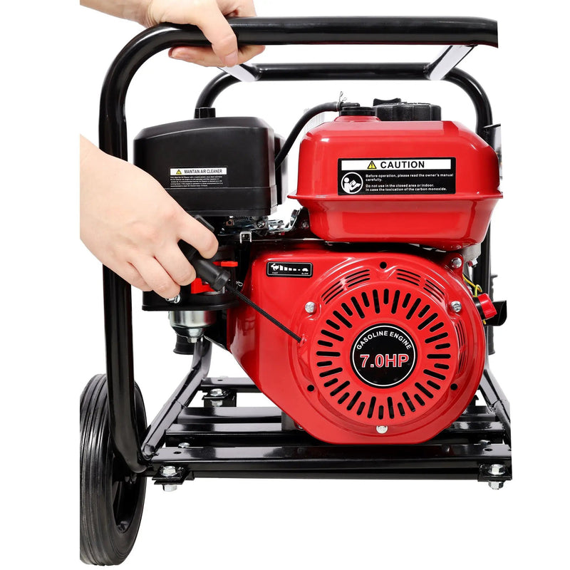 Gas Engine Powered Water Pump 3" Inlet & Outlet 7Hp 212Cc Epa Certified With Wheels And Handle - Black / Red by HouseOfZazla