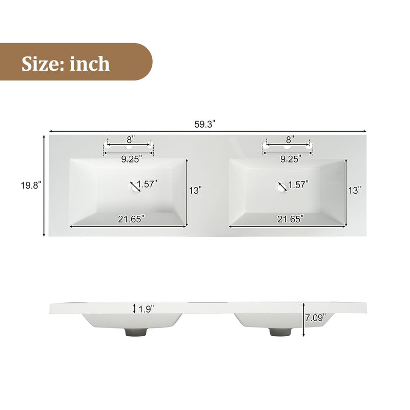 Bathroom Vanity With Double Sink, Soft Close Doors & Drawers Handles - Wood by HouseOfZazla