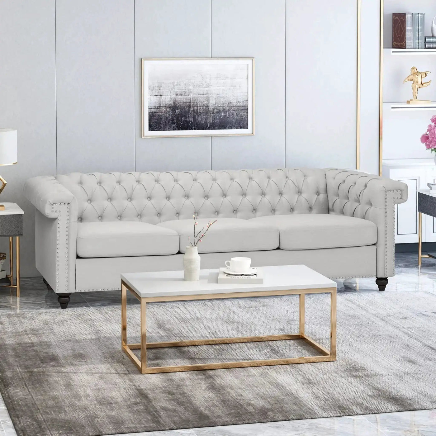 Chesterfield Style 3 Seater Sofa With Deep Button Tufting by HouseOfZazla