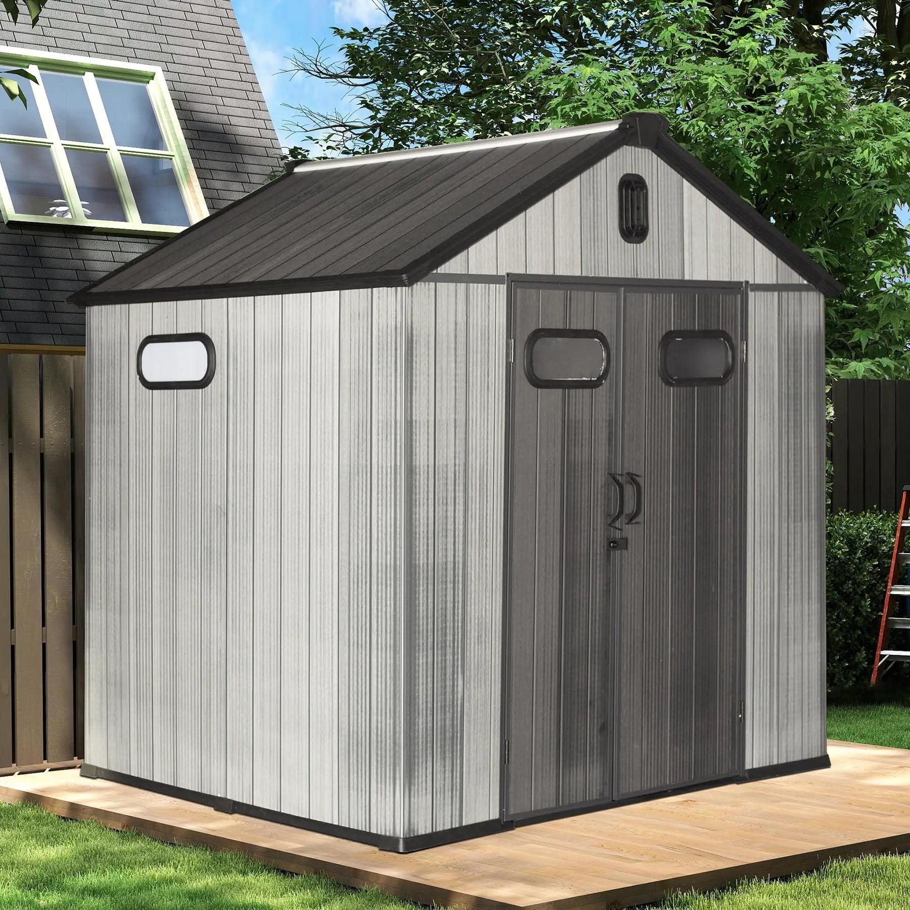 8x8FT Resin Outdoor Storage Shed with Lockable Door by HouseOfZazla