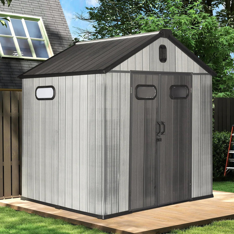 8x8FT Resin Outdoor Storage Shed with Lockable Door by HouseOfZazla