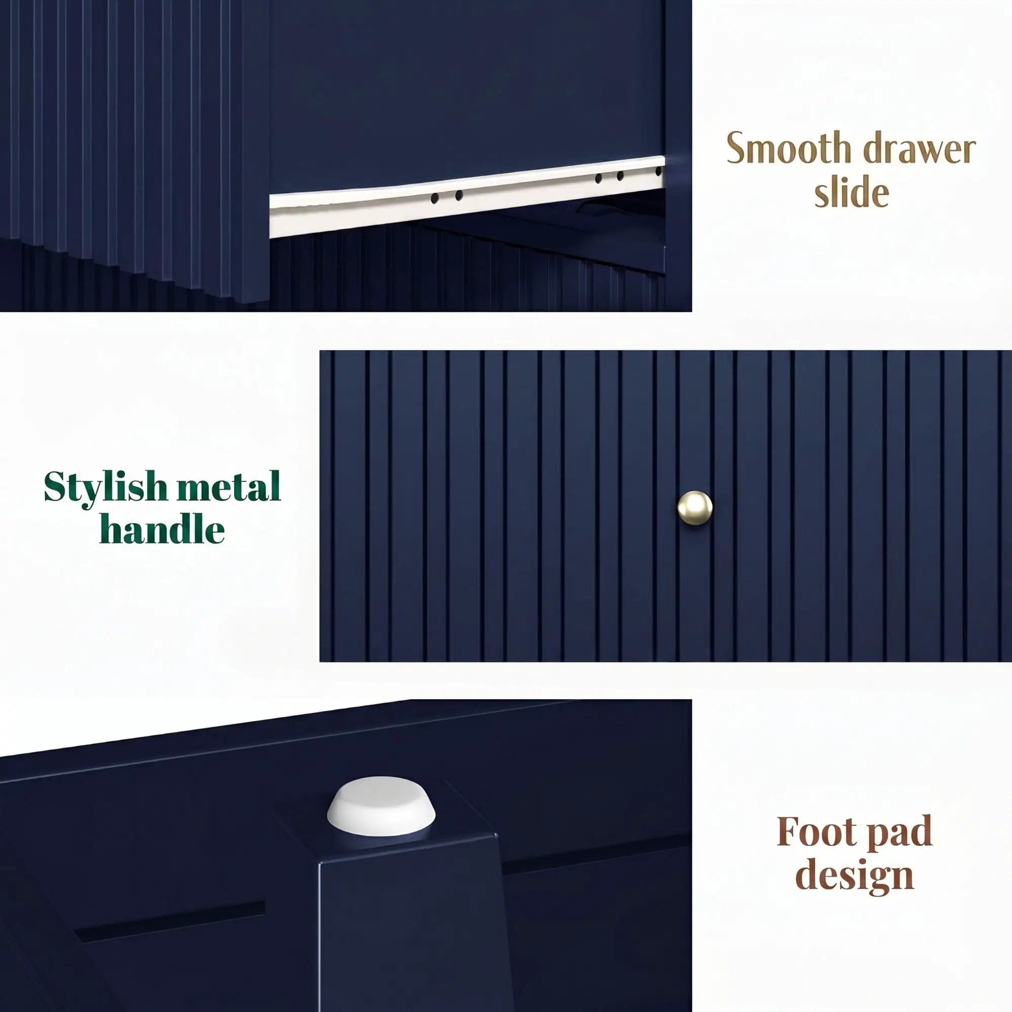 Fluted 3 Drawer Nightstand With Soft Close Slides by HouseOfZazla