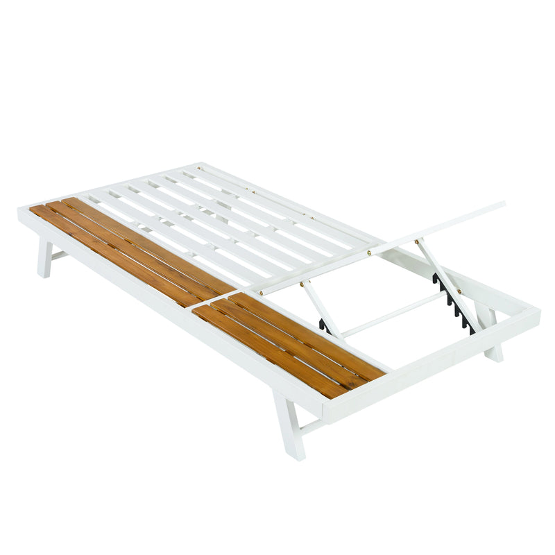 White Iron + Teak Finish Chaise Lounge Frame by HouseOfZazla