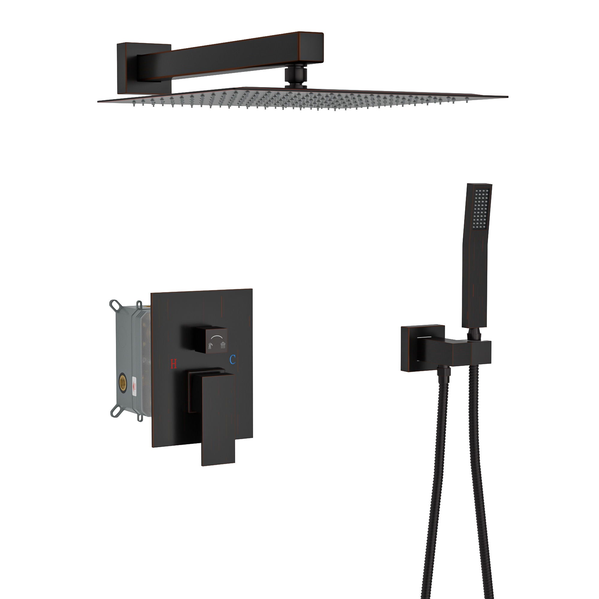 Dual Shower Head 10" Wall Mounted Square Shower System by HouseOfZazla