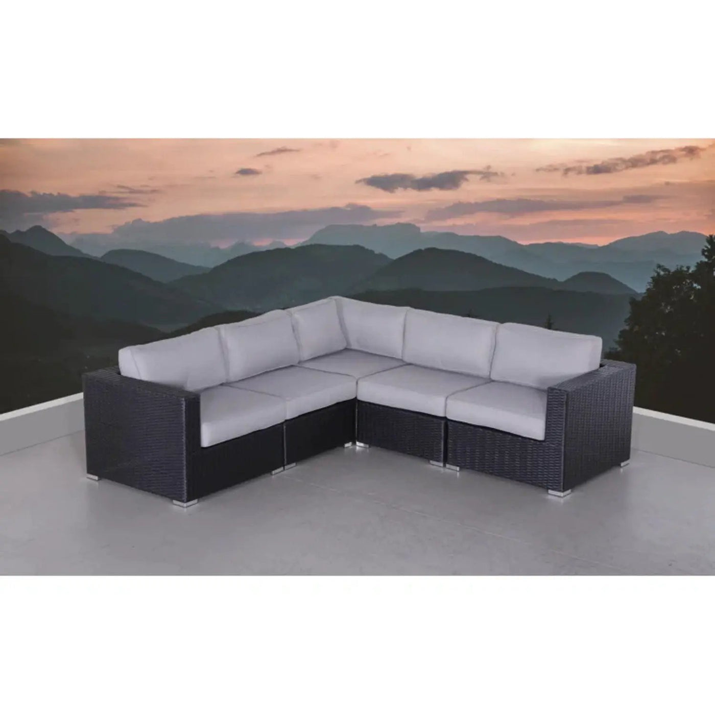 Luxurious Wicker Patio Sectional With Weather Resistant Sunbrella Cushions by Unique Piece Furniture