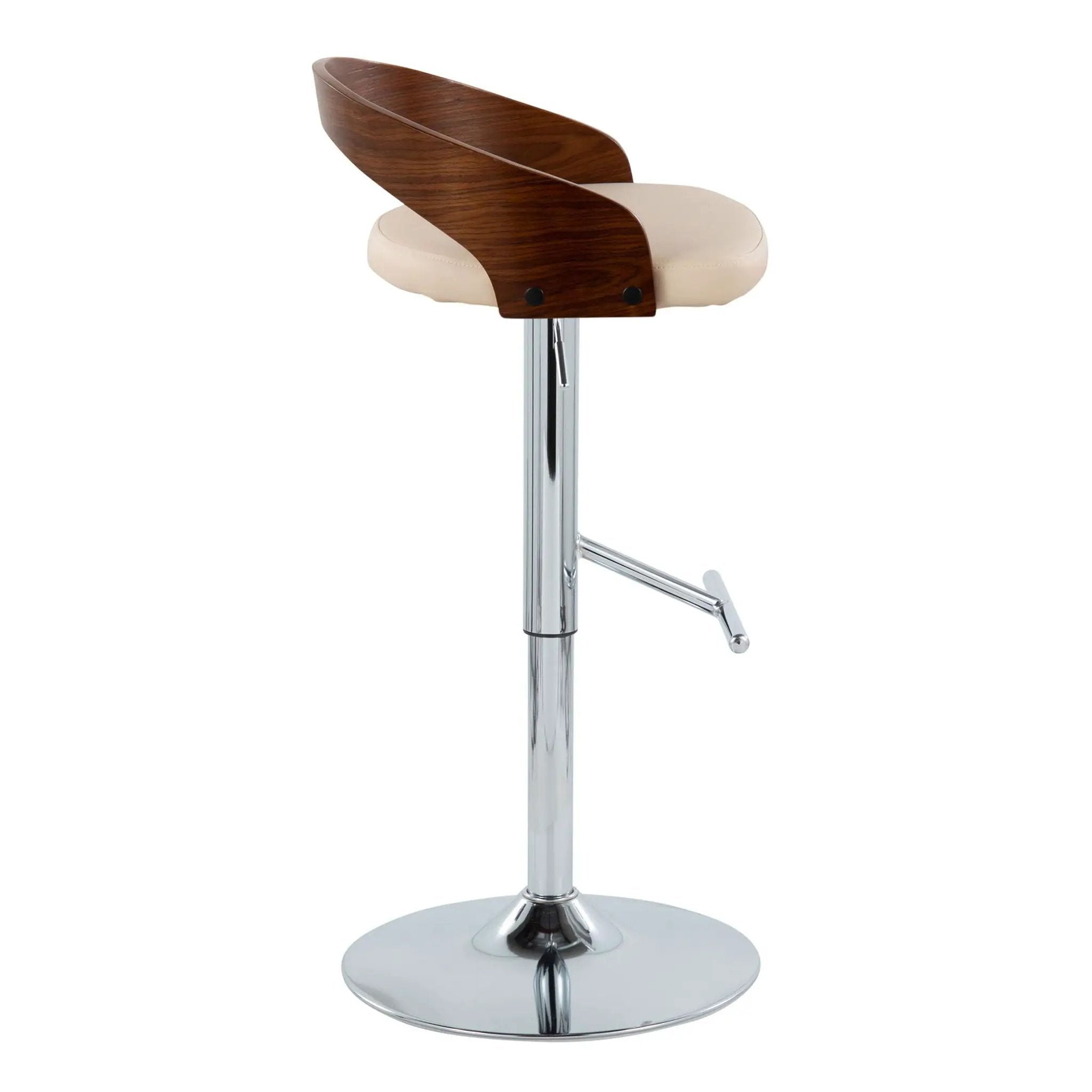 Grotto - Mid Century Modern Adjustable Height Barstool, Swivel With Straight T Footrest (Set of 2) by HouseOfZazla