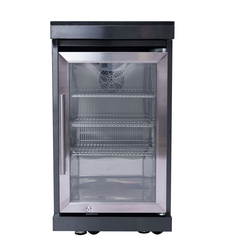 NG 85" 6-Burner 85,000 BTU Black Outdoor Kitchen Island Grill Refrigerator + Rotisserie Kit + Sink by Chery Industrial