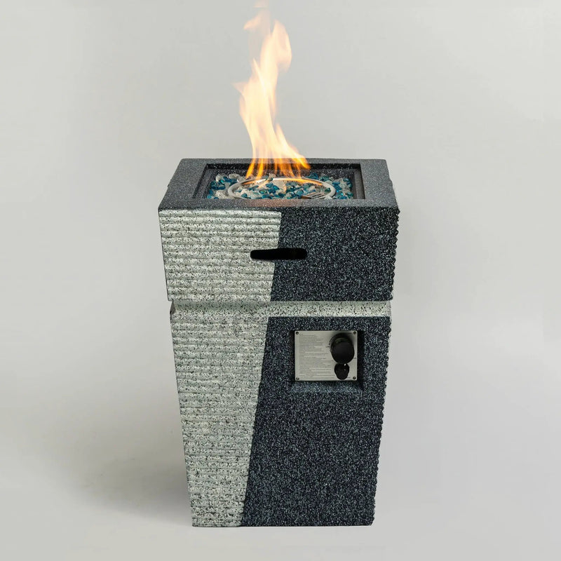 Propane, Gas 50000 Btu Square Fire Pit Table For Outside - Light Gray Blue