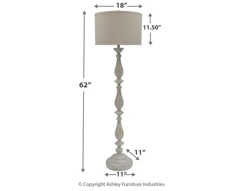 Bernadate - Poly Floor Lamp - Whitewash by Unique Piece Furniture