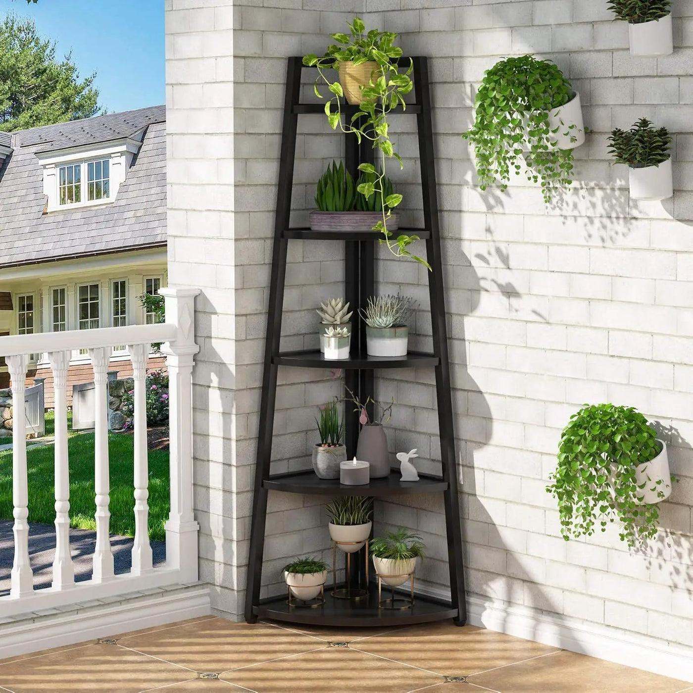 Tall 5 Tier Corner Bookshelf For Living Room by HouseOfZazla