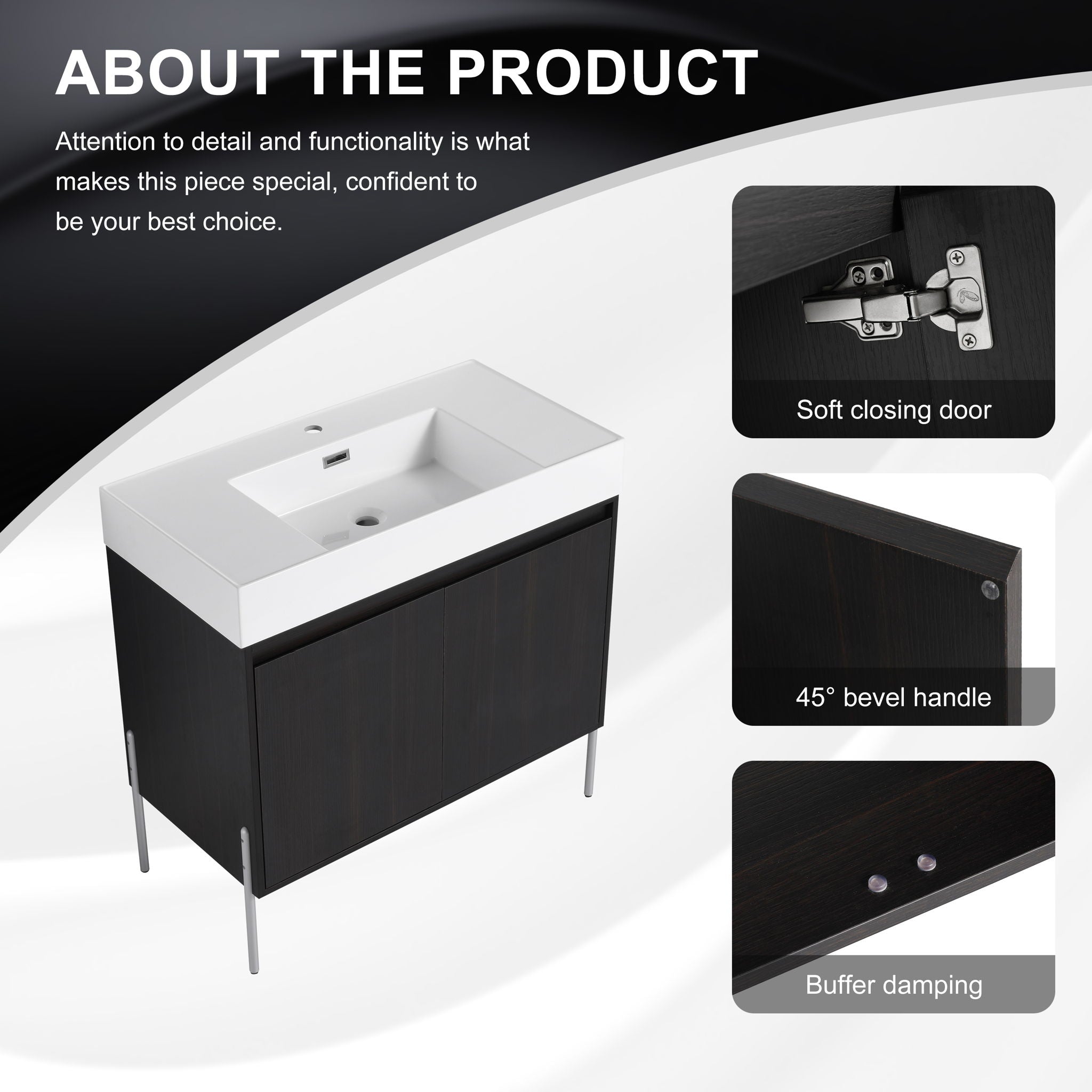 Freestanding Bathroom Vanity With Resin Sink And Storage Cabinet by HouseOfZazla