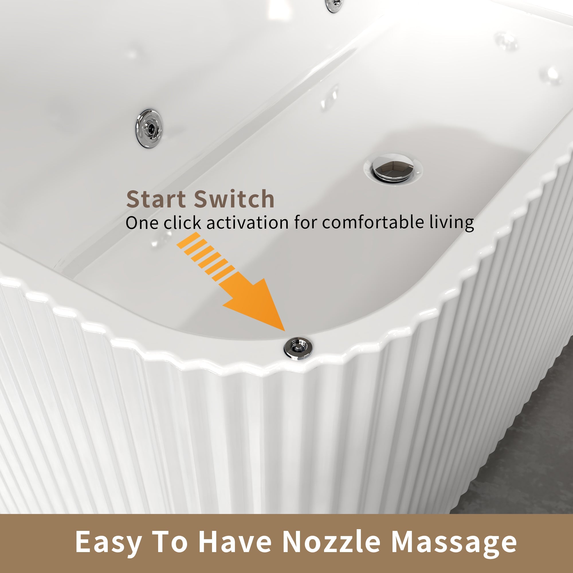 67" Rectangle Linear Acrylic Massage Whirlpool Freestanding Bathtub by HouseOfZazla