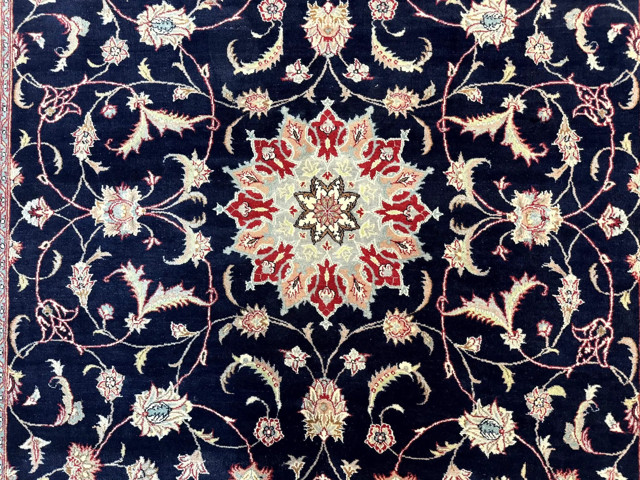 Navy Blue Pak Persian Rug 6x10, Floral Medallion, Traditional Persian Area Rug, Fine 240 KPSI by Jewel Rugs
