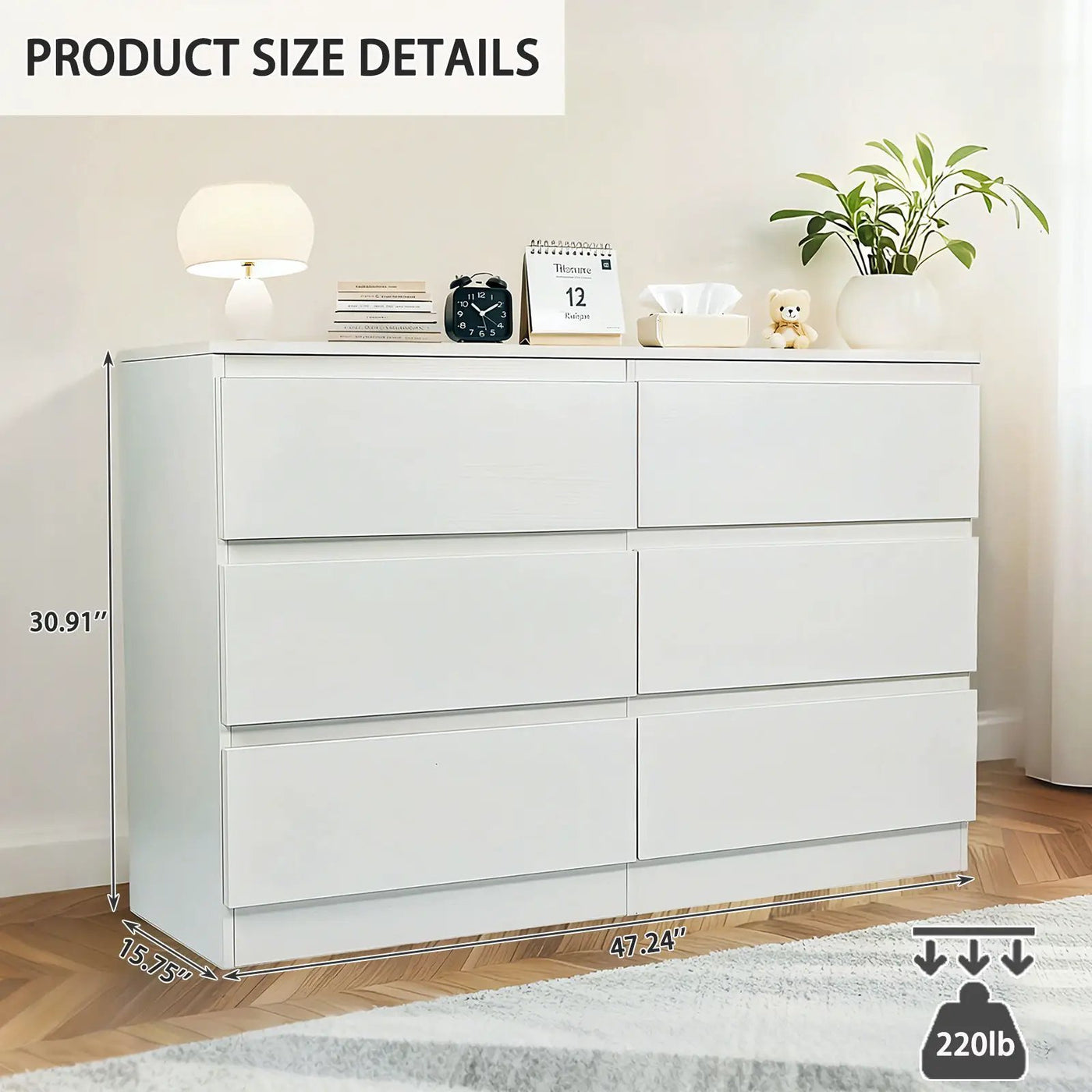 6 Drawer Dresser With Spacious Countertop And Concealed Handles by Unique Piece Furniture