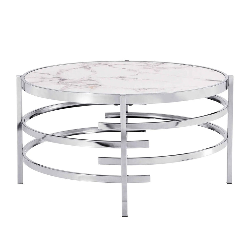 Elegant Round Table With Sintered Stone Top & Sturdy Metal Frame by HouseOfZazla