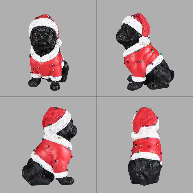 Christmas Pug Statue - Holiday Dog Figurine by HouseOfZazla