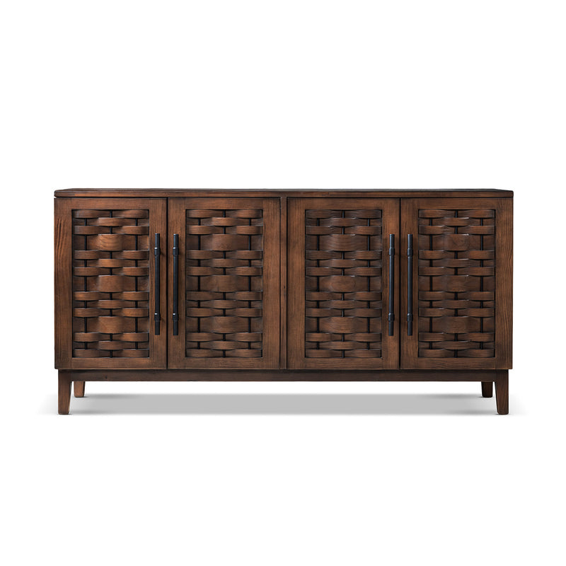 Koa 72" Woven Wood Sideboard with Four Doors - Natural Wood, photo 4 of 10